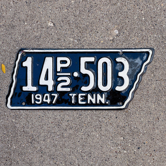 Photo of a 1947 Tennessee Truck License Plate Auto Tag Garage Decor Vintage State Shape 14 P2 503