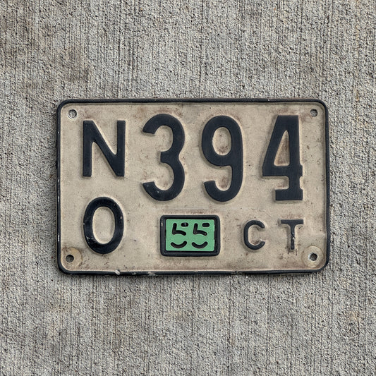 Photo of a 1948 1955 Connecticut License Plate Auto Tag Garage Decor Vintage NO 394 with original patina
