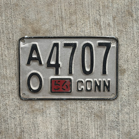 Photo of a 1948 1956 Connecticut License Plate Auto Tag Garage Decor Vintage AO 4707 with original patina