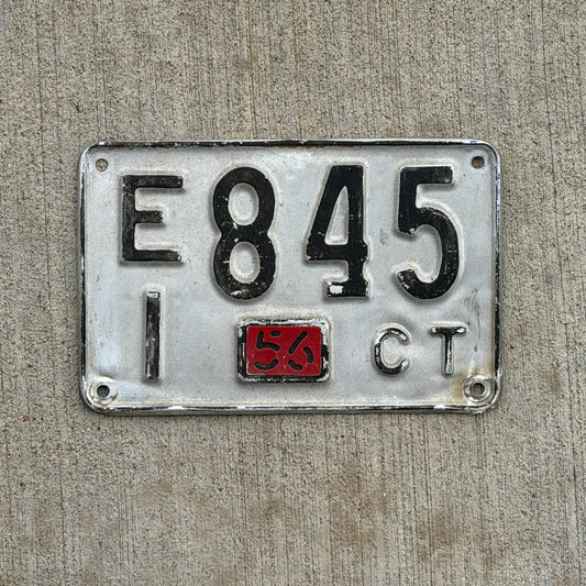 Photo of a 1948 1956 Connecticut License Plate Auto Tag Garage Decor Vintage EI 845 with original patina
