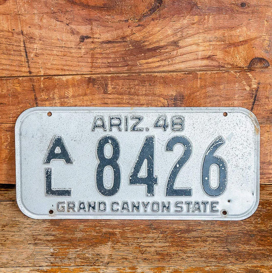 Photo of a 1948 Arizona License Plate Auto Tag Garage Decor Vintage AL 8426 with original patina