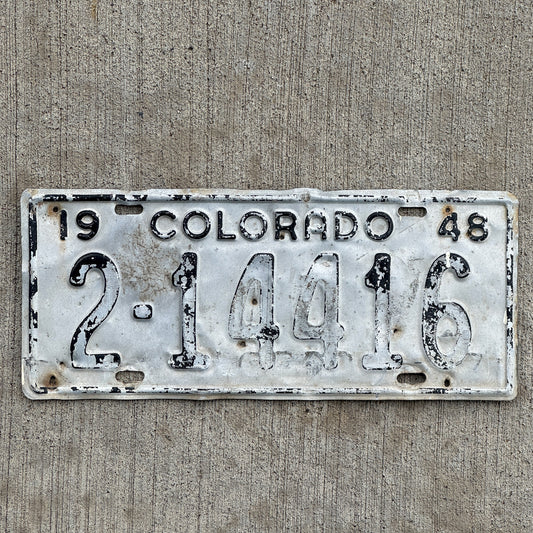 Photo of a 1948 Colorado License Plate Auto Tag Garage Decor Vintage 2 14416 with original patina