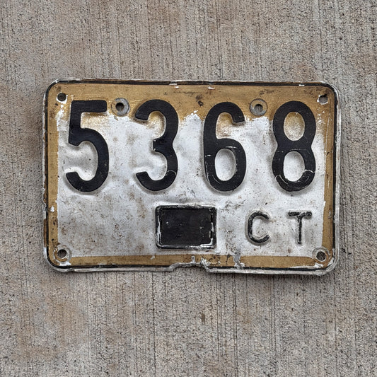 Photo of a 1948 Connecticut License Plate Auto Tag Garage Decor Vintage Low Number Four Digit 5368 with original patina
