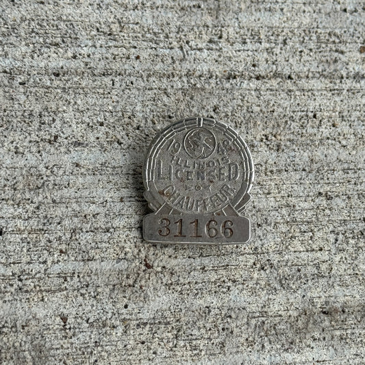 Photo of a 1948 Illinois Chauffeur Badge License Plate Auto Tag Garage Decor Vintage Pin Vintage Automobilia 31166 with original patina