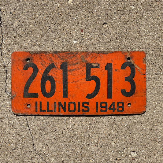 Photo of a 1948 Illinois Fiber Board Soy License Plate Auto Tag Garage Decor Vintage 261 513