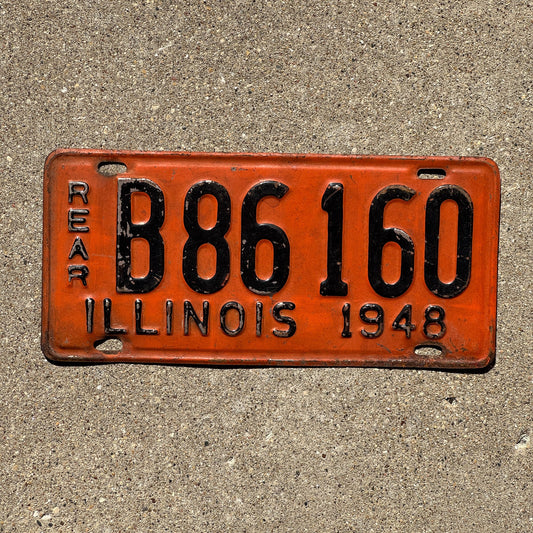 Photo of a 1948 Illinois License Plate Auto Tag Garage Decor Vintage B 86160