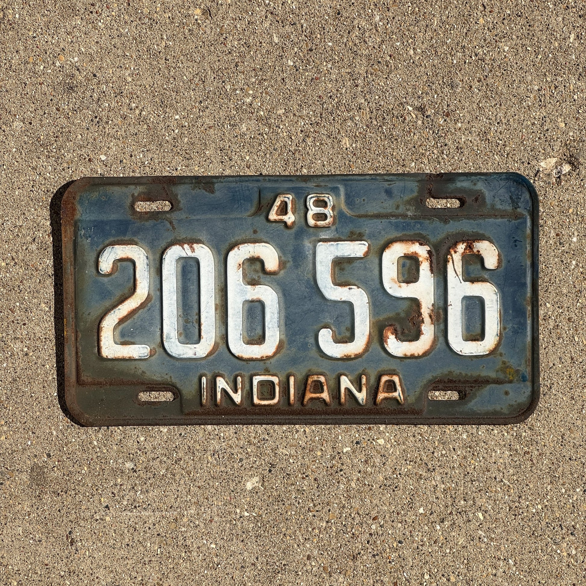 Photo of a 1948 Indiana License Plate Auto Tag Garage Decor Vintage 206 596