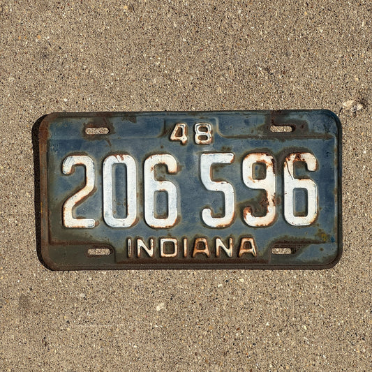 Photo of a 1948 Indiana License Plate Auto Tag Garage Decor Vintage 206 596