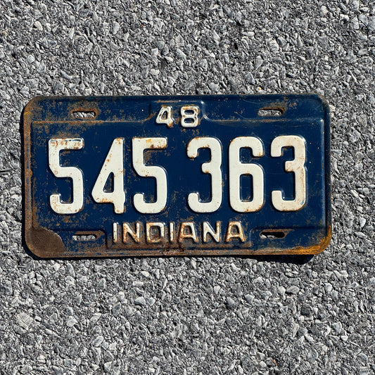 Photo of a 1948 Indiana License Plate Auto Tag Garage Decor Vintage 545363
