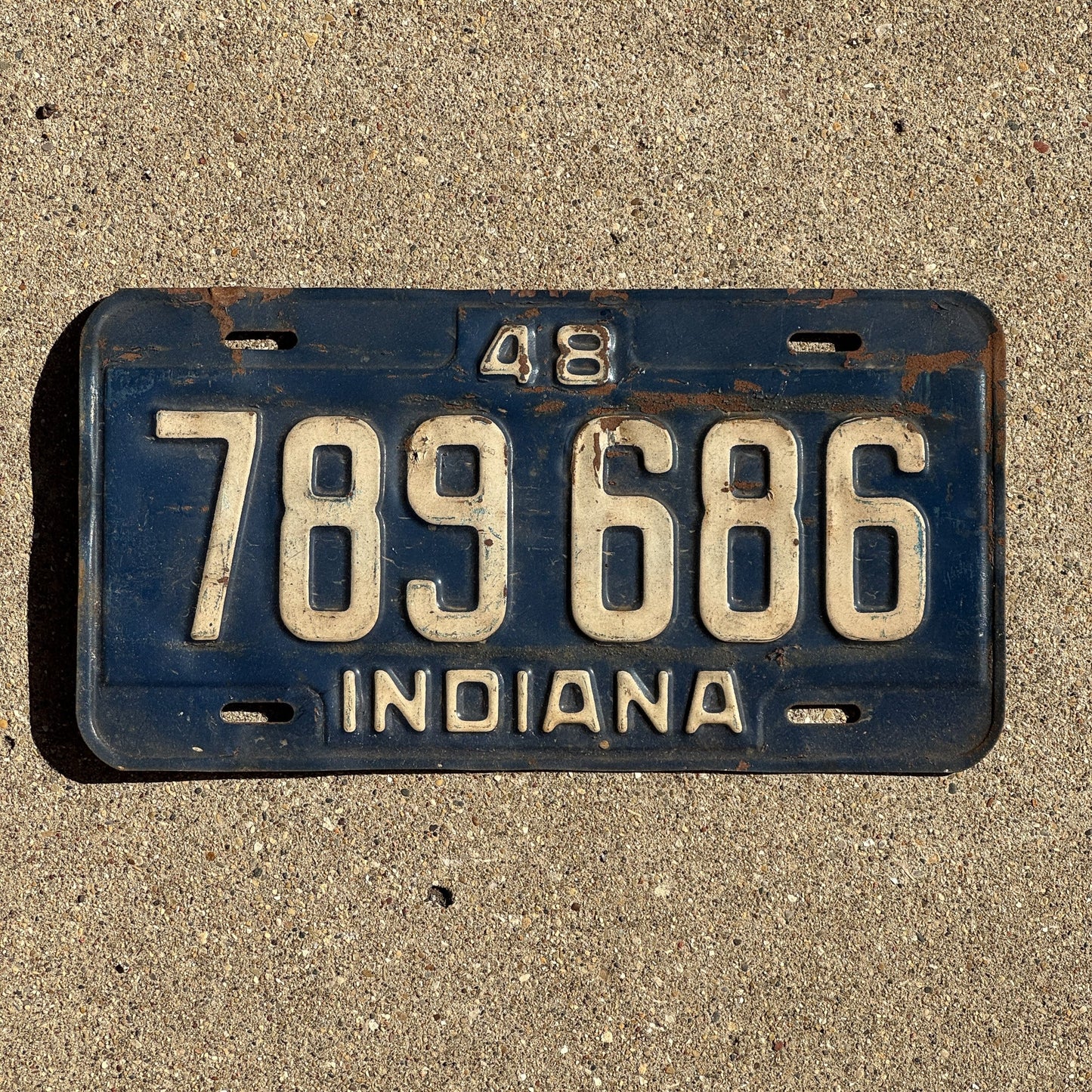 Photo of a 1948 Indiana License Plate Auto Tag Garage Decor Vintage 789 686