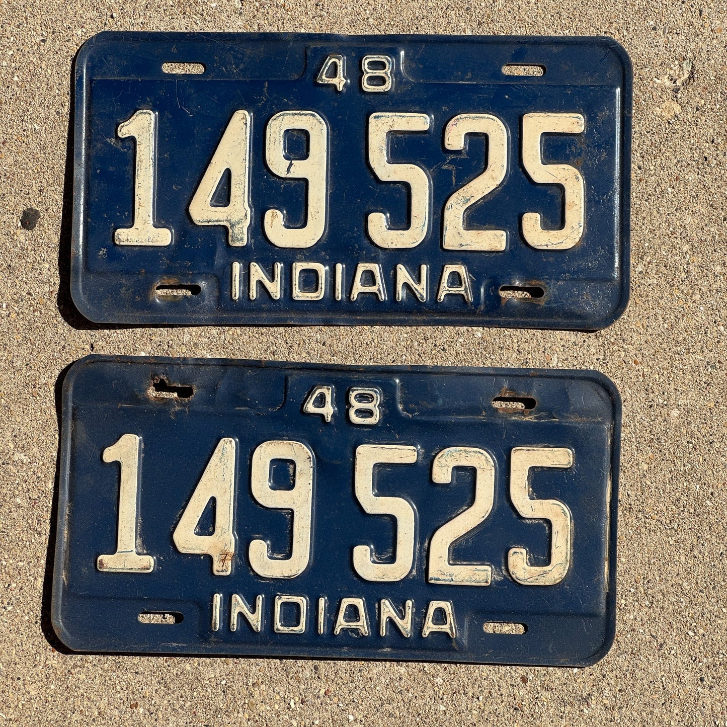 Photo of a 1948 Indiana TRUCK License Plate Pair Auto Tag Garage Decor Vintage 149 525