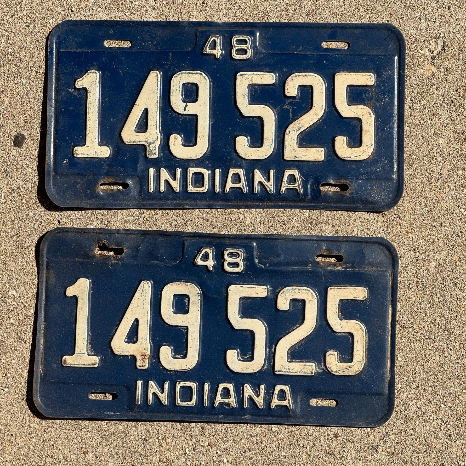 Photo of a 1948 Indiana TRUCK License Plate Pair Auto Tag Garage Decor Vintage 149 525