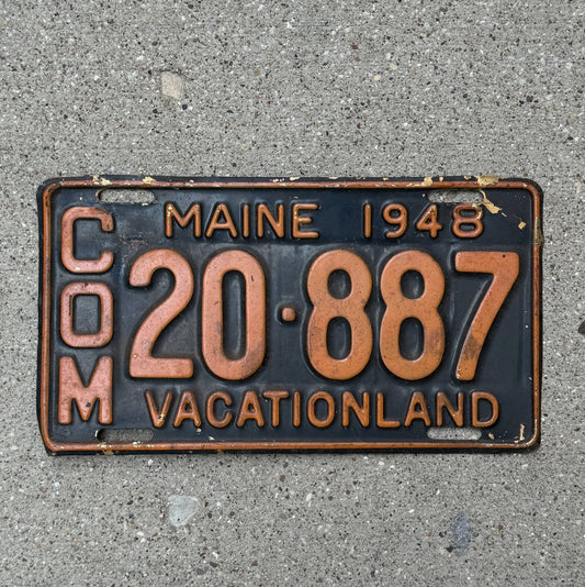 Photo of a 1948 Maine Truck License Plate Auto Tag Garage Decor Vintage 20 887 with original patina