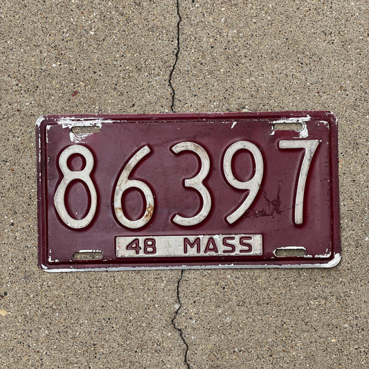 Photo of a 1948 Massachusetts License Plate Auto Tag Garage Decor Vintage 86397