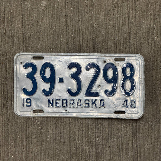 Photo of a 1948 Nebraska License Plate Auto Tag Garage Decor Vintage 39 3298