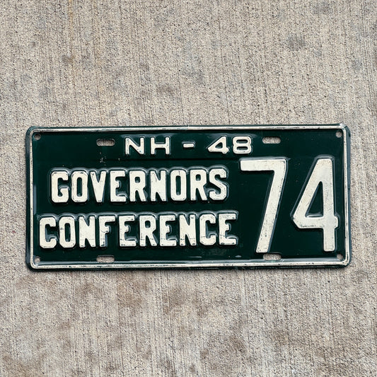 Photo of a 1948 New Hampshire License Plate Auto Tag Garage Decor Vintage 74 with original patina