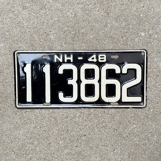 Photo of a 1948 New Hampshire License Plate Auto Tag Garage Decor Vintage High Quality 113862 with original patina