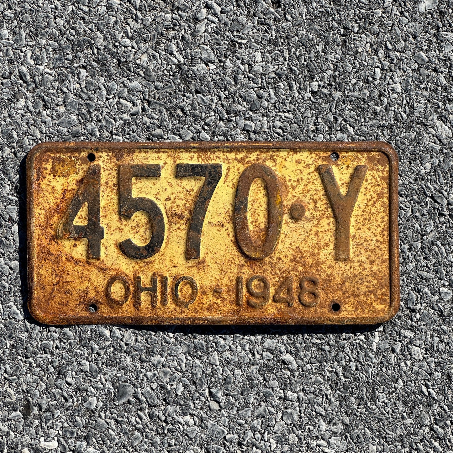 Photo of a 1948 Ohio License Plate Auto Tag Garage Decor Vintage 4570 Y
