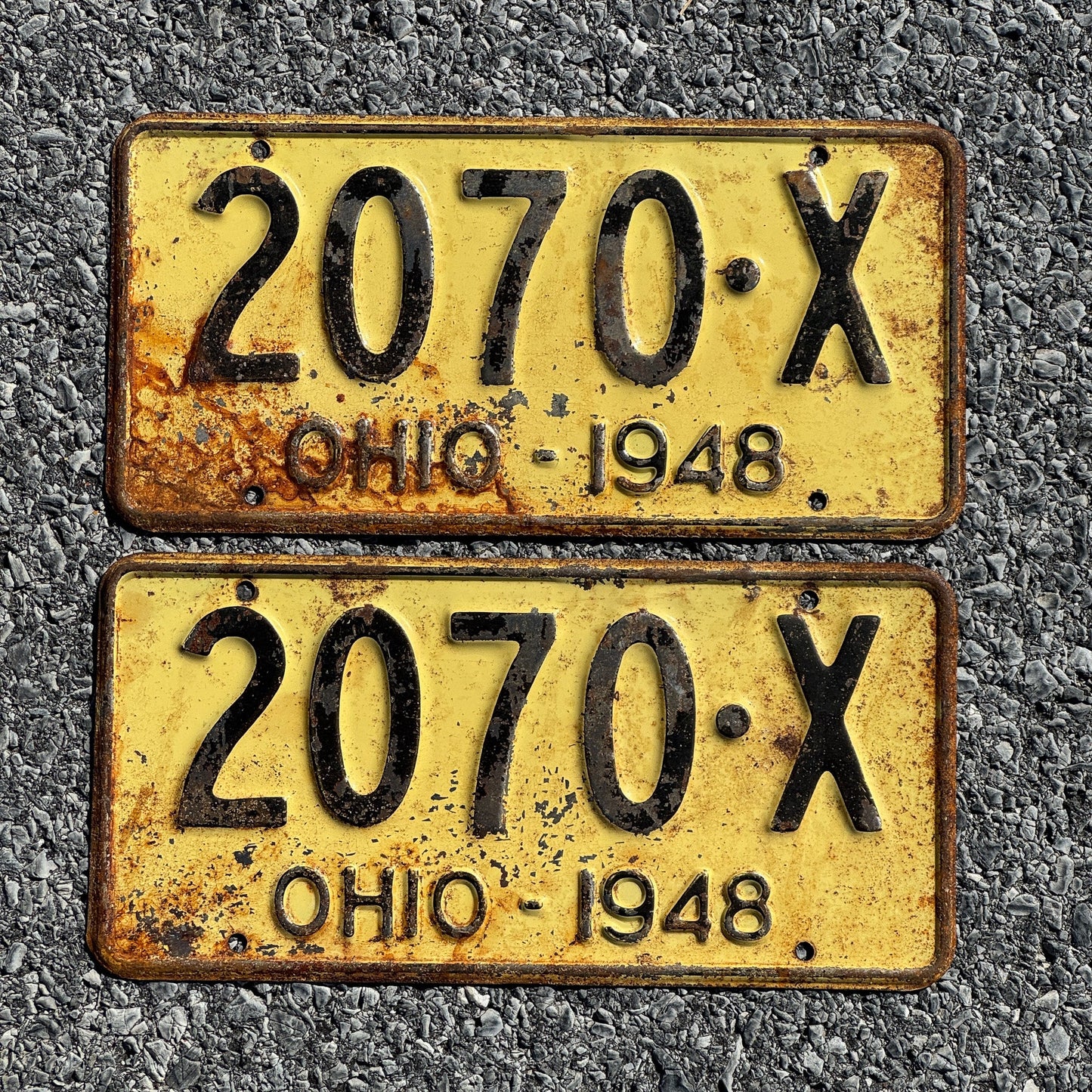 Photo of a 1948 Ohio License Plate Pair Auto Tag Garage Decor Vintage 2070 X