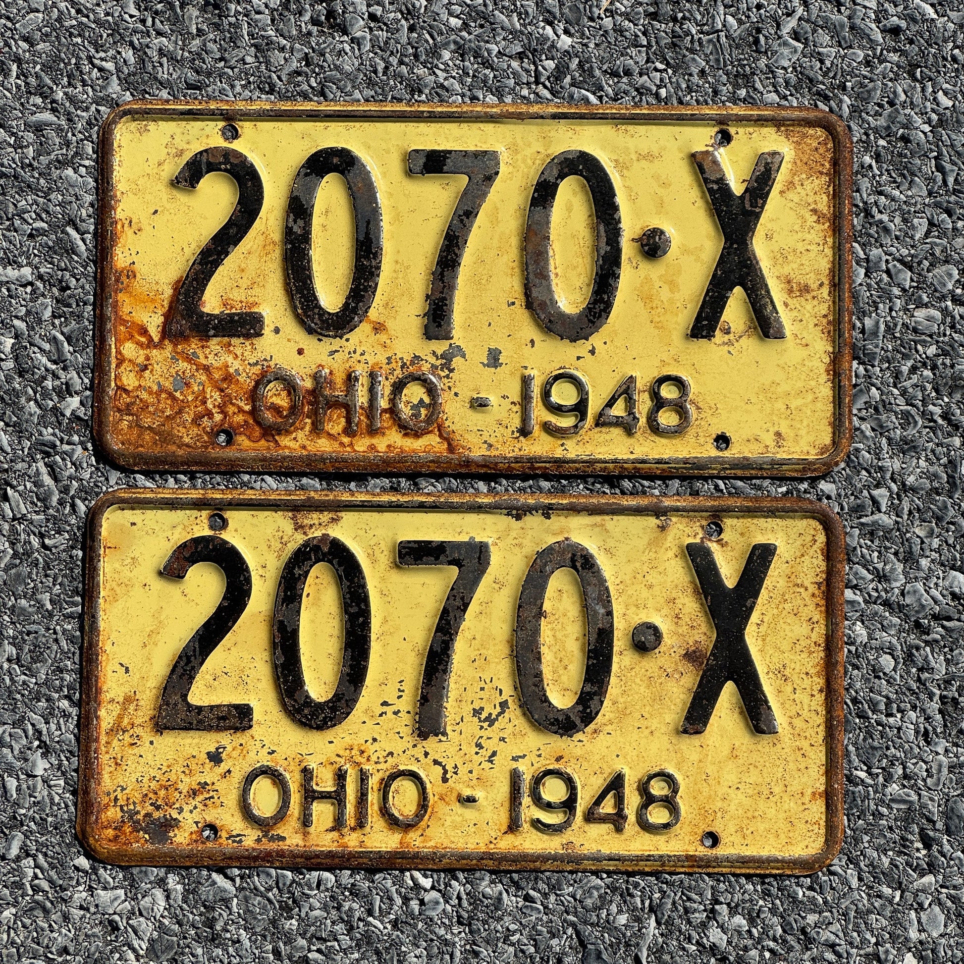 Photo of a 1948 Ohio License Plate Pair Auto Tag Garage Decor Vintage 2070 X