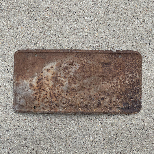Photo of a 1948 Ohio Trailer License Plate Auto Tag Garage Decor Vintage Rusty Rustic 873 F 1 with original patina