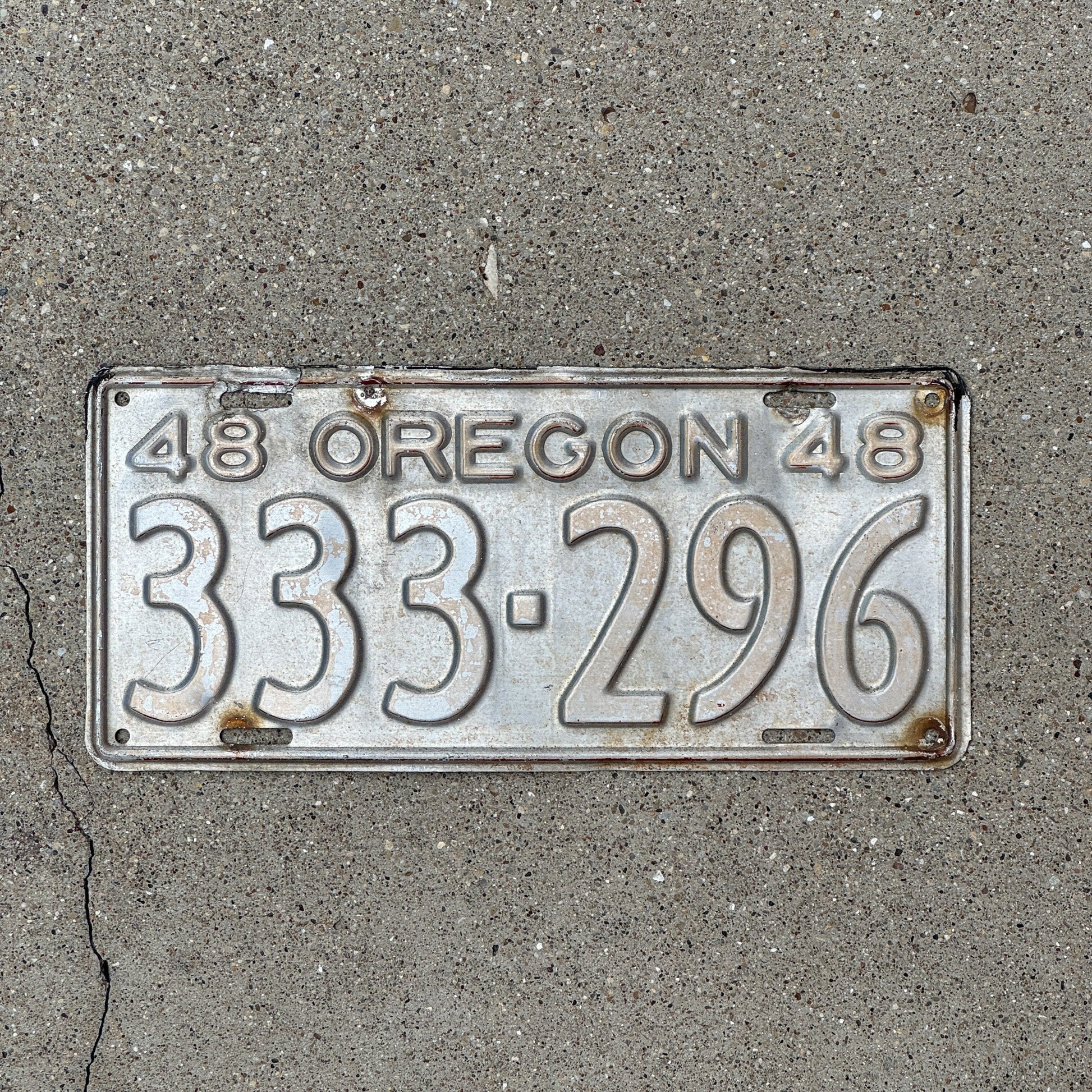 Photo of a 1948 Oregon License Plate Auto Tag Garage Decor Vintage Repeat Repeating 333 296