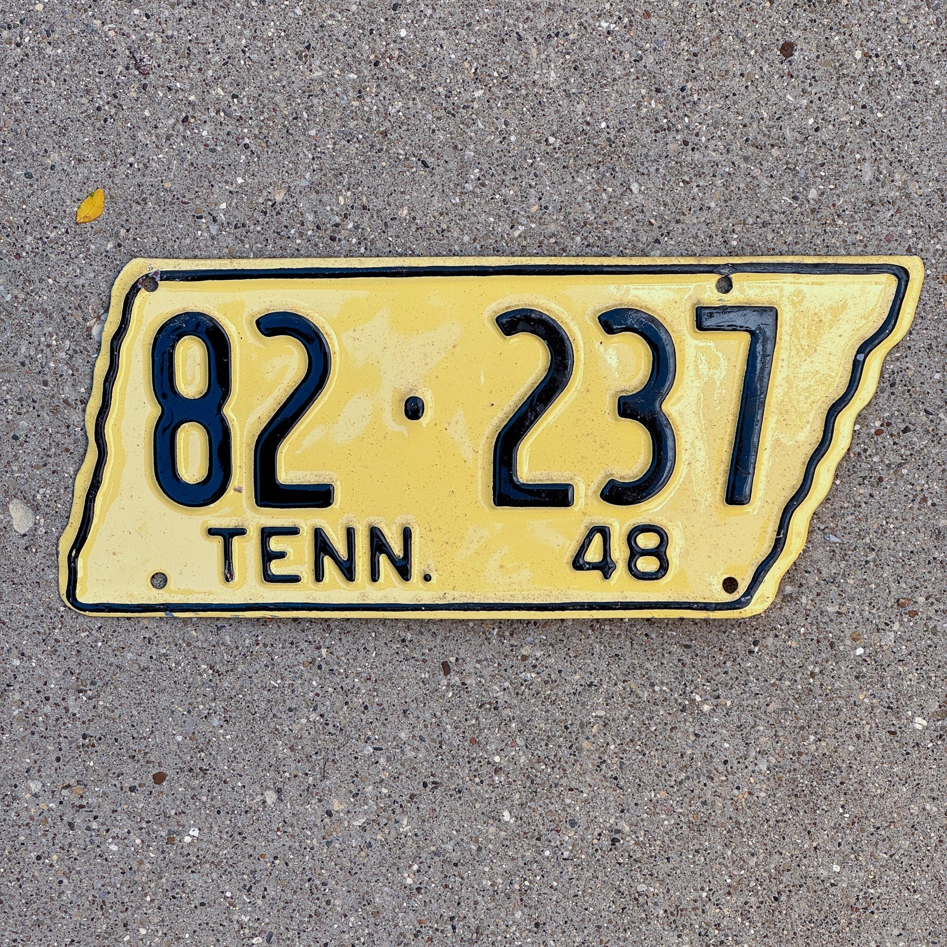 Photo of a 1948 Tennessee License Plate Auto Tag Garage Decor Vintage State Shape 82 237
