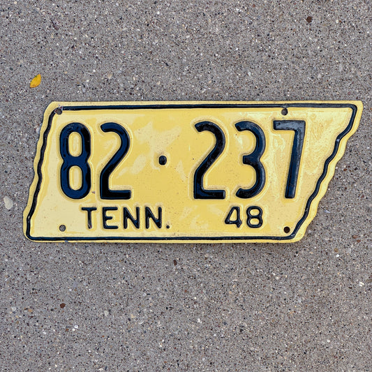 Photo of a 1948 Tennessee License Plate Auto Tag Garage Decor Vintage State Shape 82 237