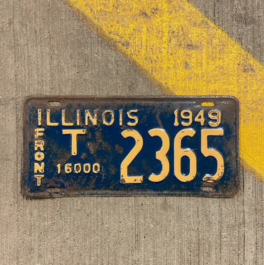 Photo of a 1949 Illinois Truck Mileage Tax License Plate Auto Tag Garage Decor Vintage T 2365 with original patina