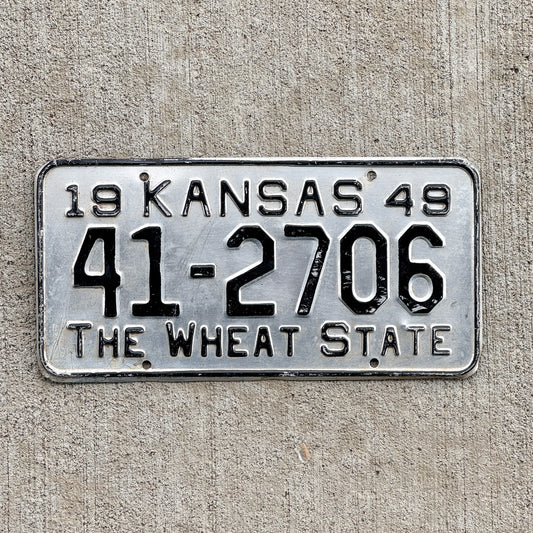 Photo of a 1949 Kansas License Plate Auto Tag Garage Decor Vintage 41 2706 with original patina