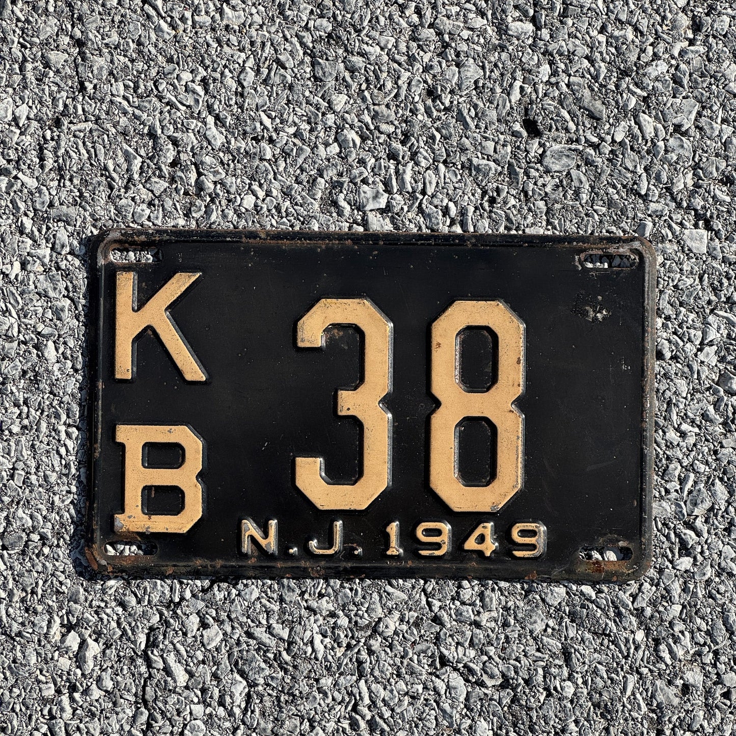 Photo of a 1949 New Jersey License Plate Auto Tag Garage Decor Vintage Middlesex County KB38