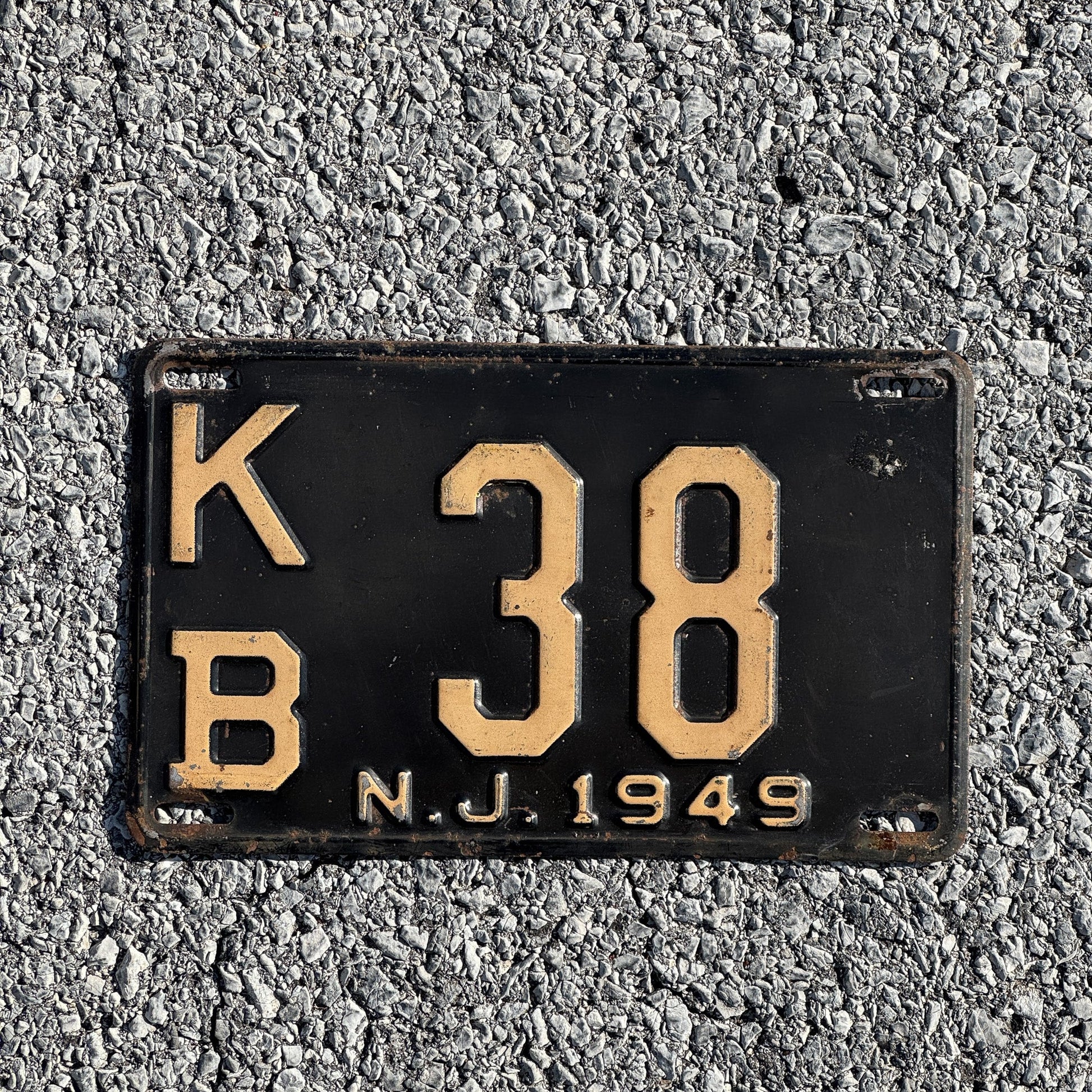 Photo of a 1949 New Jersey License Plate Auto Tag Garage Decor Vintage Middlesex County KB38