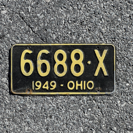 Photo of a 1949 Ohio License Plate Auto Tag Garage Decor Vintage Waffle Style 6688 X