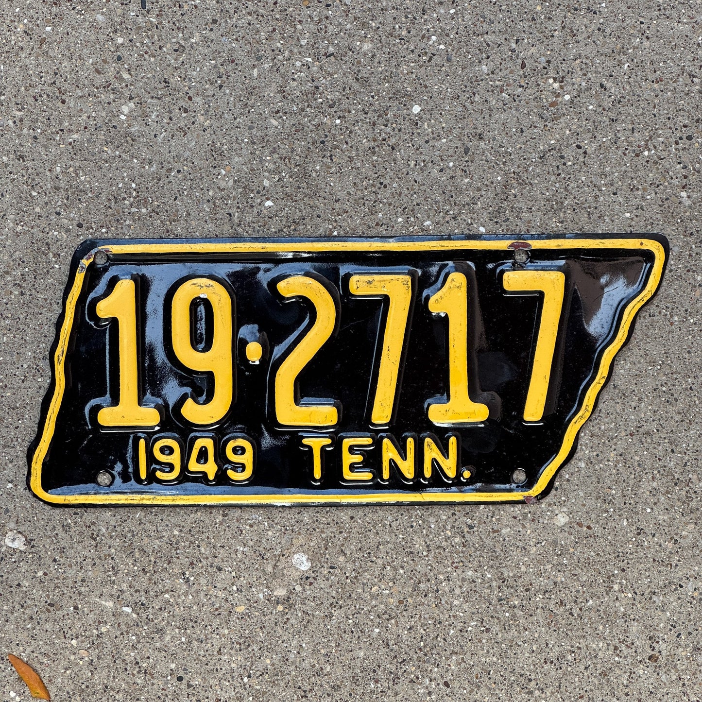 Photo of a 1949 Tennessee License Plate Auto Tag Garage Decor Vintage State Shape 19 2717