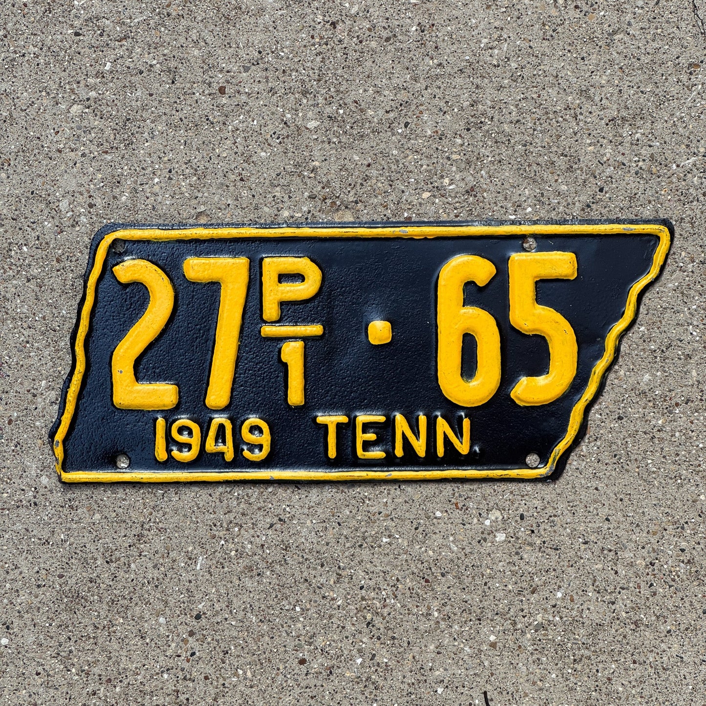 Photo of a 1949 Tennessee Truck License Plate Auto Tag Garage Decor Vintage State Shape 27 P1 65