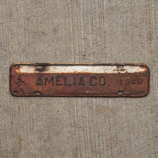 Photo of a 1949 Virginia Tax Strip License Plate Auto Tag Garage Decor Vintage Amelia 1349 with original patina