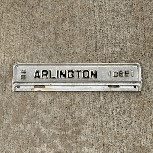 Photo of a 1949 Virginia Tax Strip License Plate Auto Tag Garage Decor Vintage Arlington 10681 with original patina