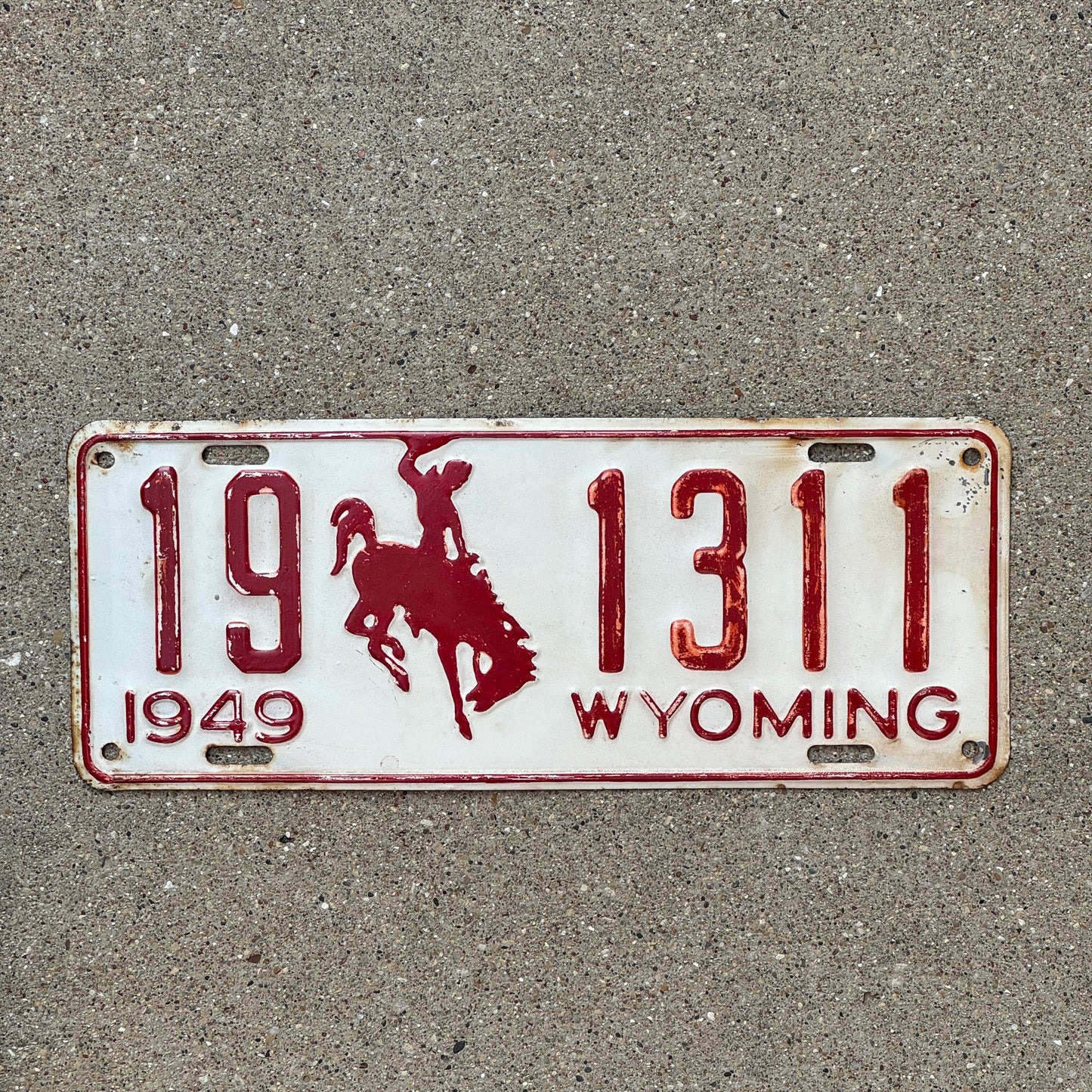 Photo of a 1949 Wyoming License Plate Auto Tag Garage Decor Vintage Bronco 19 1311
