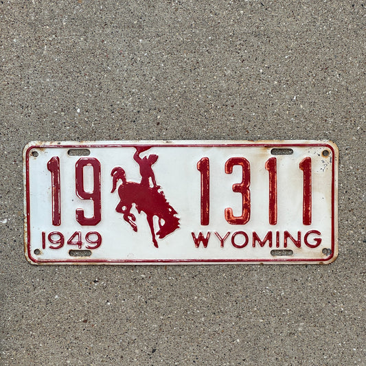 Photo of a 1949 Wyoming License Plate Auto Tag Garage Decor Vintage Bronco 19 1311