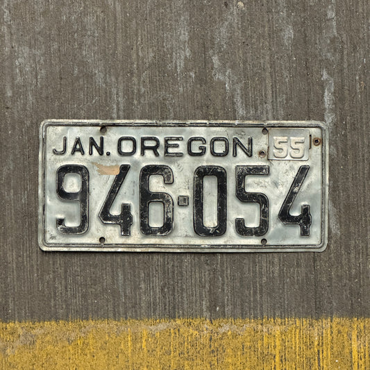 Photo of a 1950 1955 Oregon License Plate Auto Tag Garage Decor Vintage 946 054 with original patina