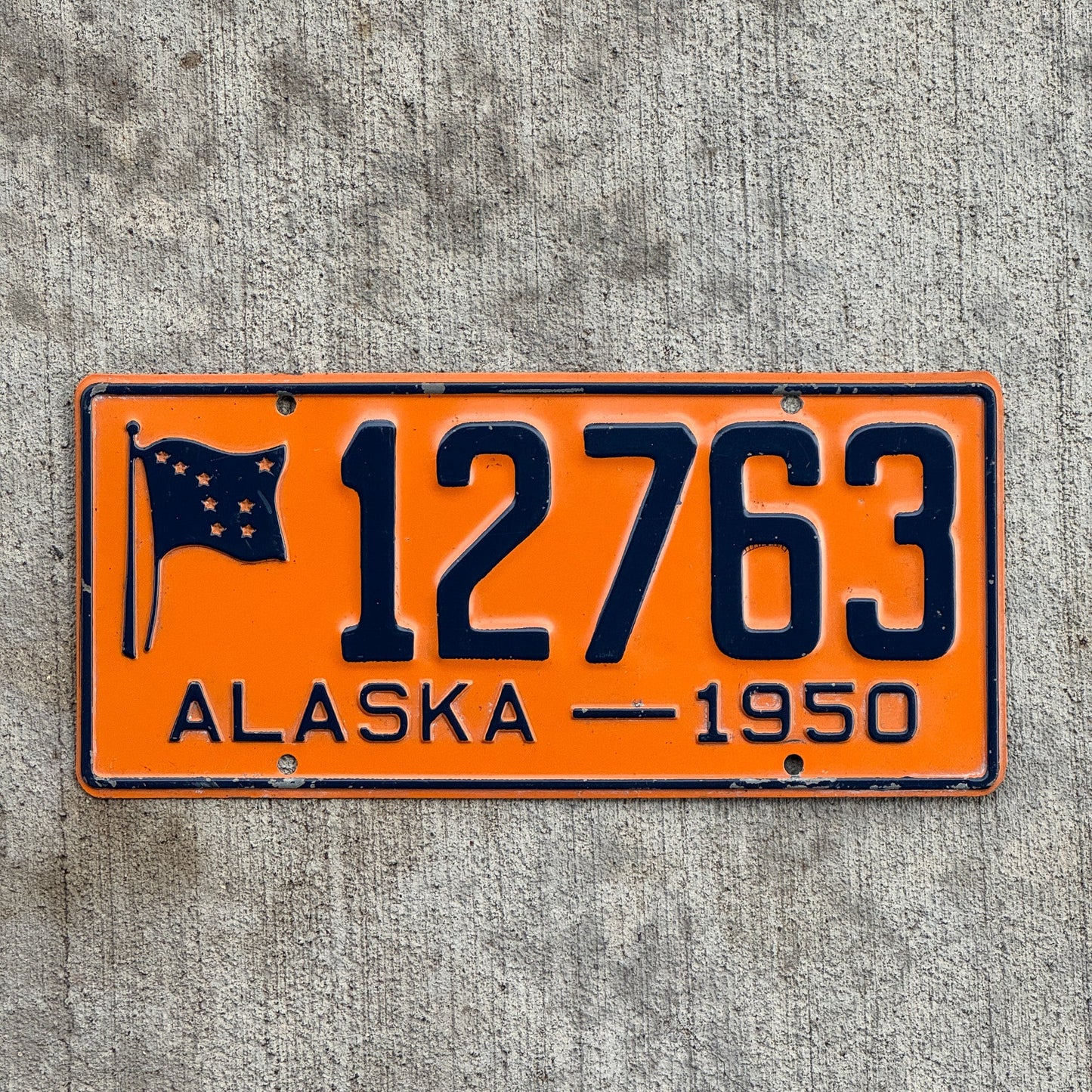Photo of a 1950 Alaska License Plate Auto Tag Garage Decor Vintage High Quality 12763 with original patina