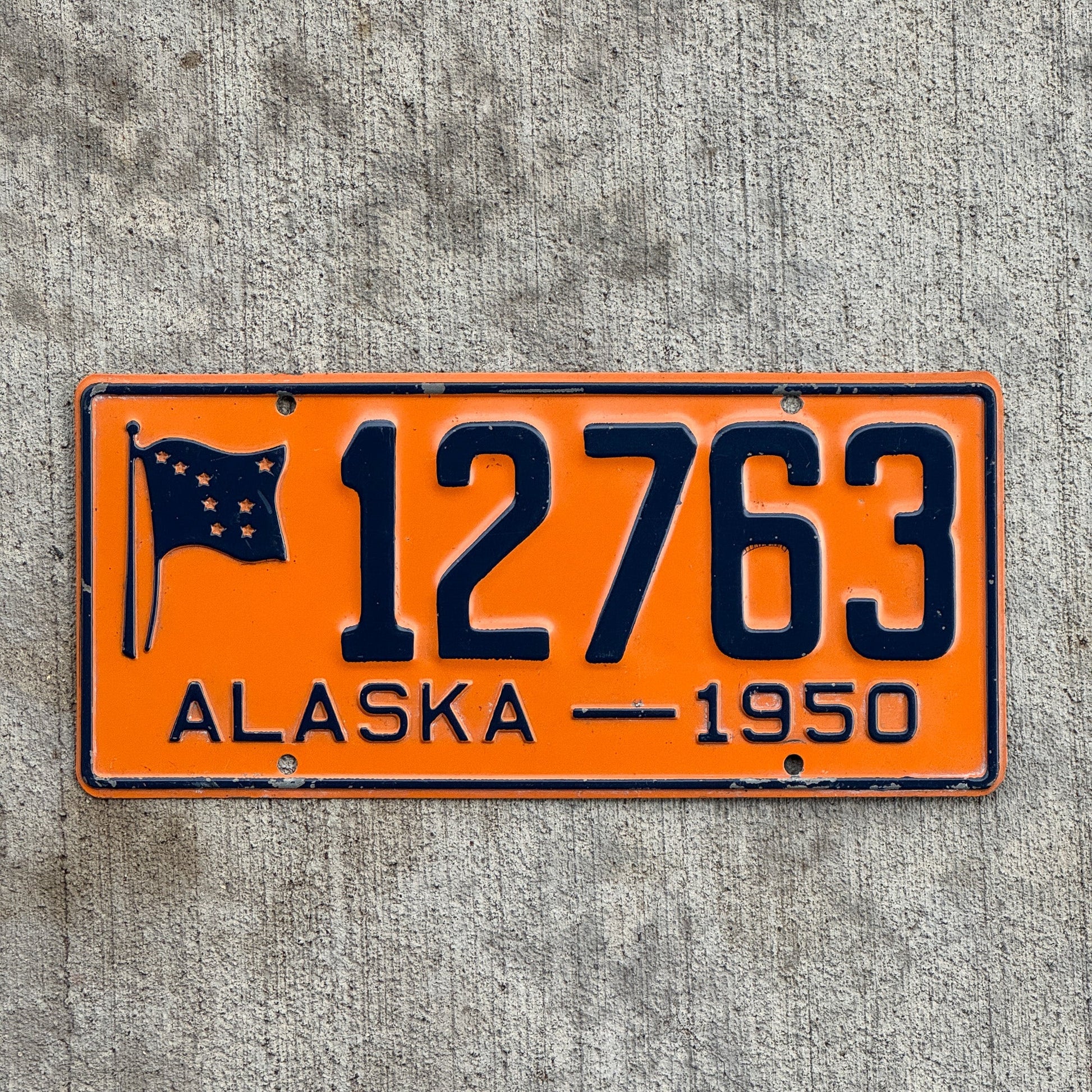 Photo of a 1950 Alaska License Plate Auto Tag Garage Decor Vintage High Quality 12763 with original patina