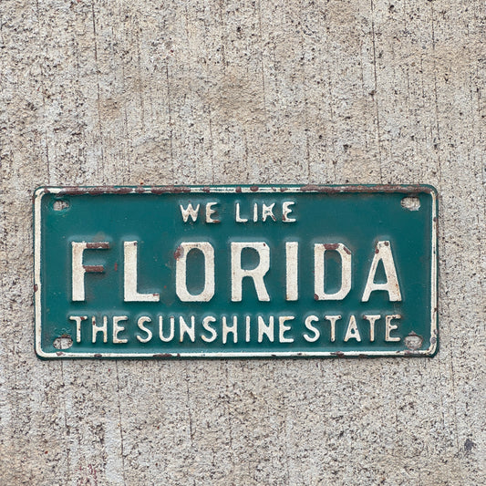 Photo of a 1950 Era Florida Auto Tag Garage Decor Vintage Sunshine State with original patina