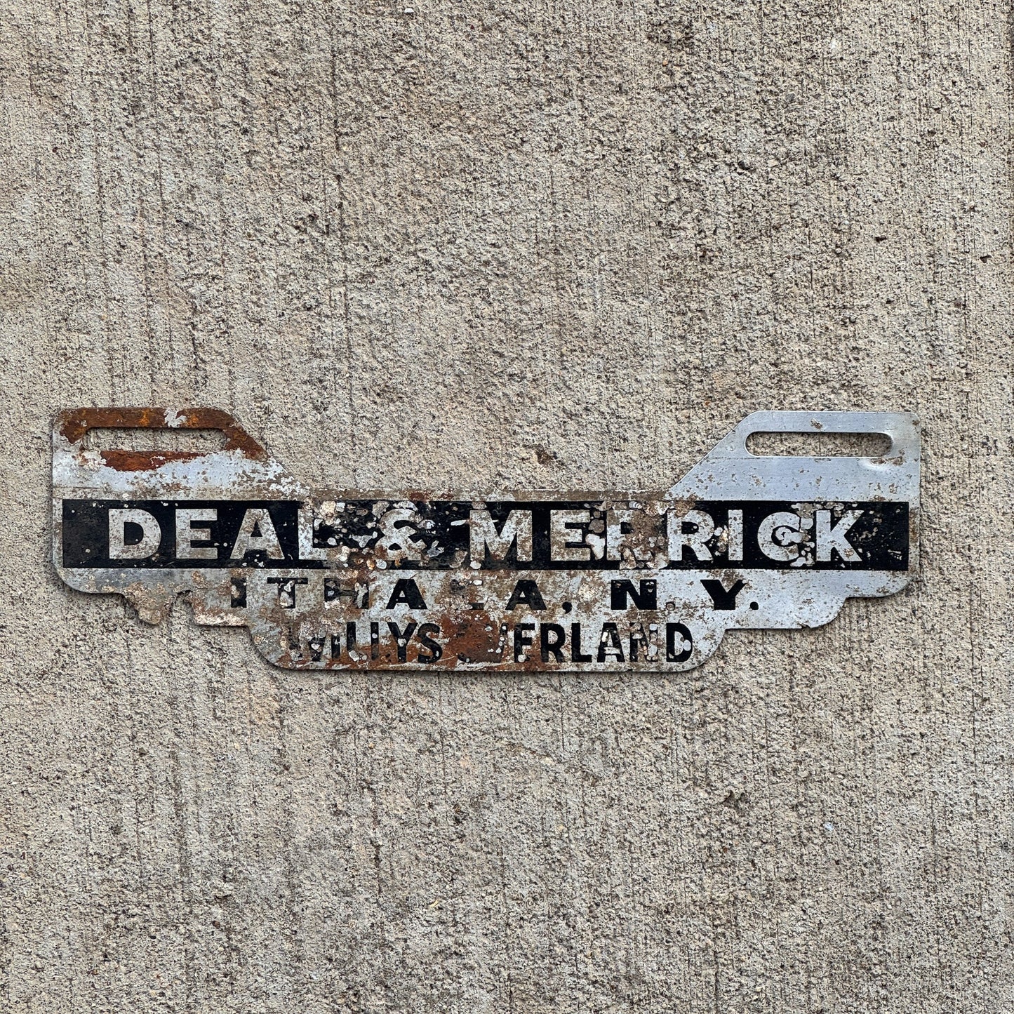 Photo of a 1950 Era New York License Plate Topper Auto Tag Garage Decor Vintage Willys Overland Ithaca NY