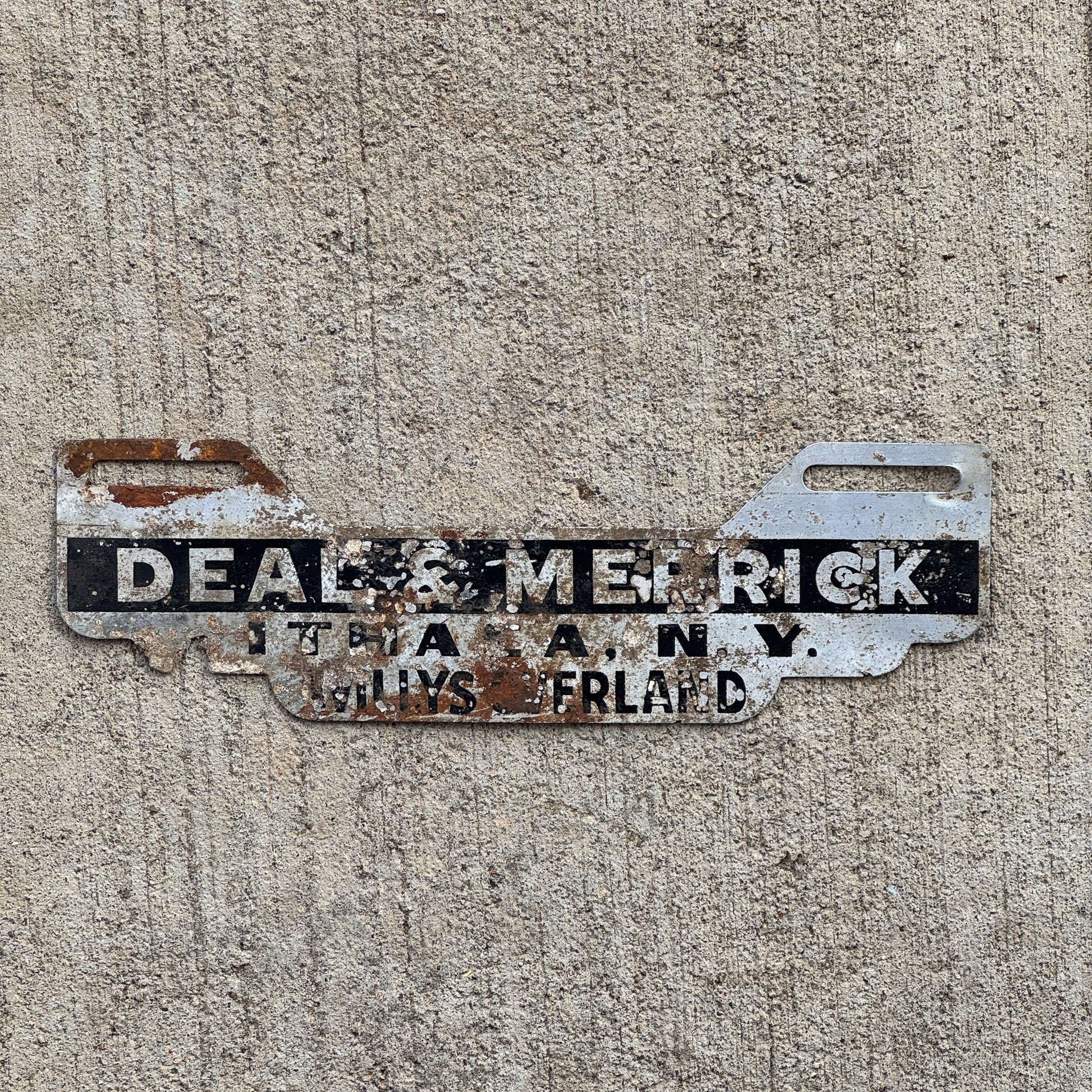 Photo of a 1950 Era New York License Plate Topper Auto Tag Garage Decor Vintage Willys Overland Ithaca NY