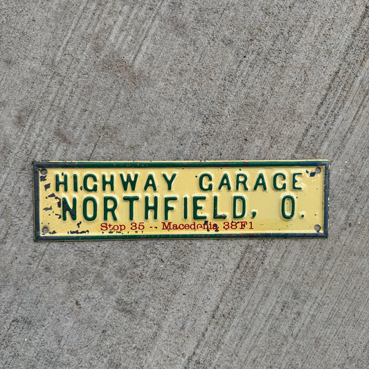 Photo of a 1950 Era Ohio License Plate Topper Auto Tag Garage Decor Vintage Northfield OH Highway Garage
