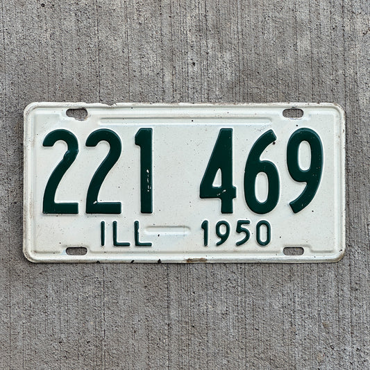 Photo of a 1950 Illinois License Plate Auto Tag Garage Decor Vintage 221 469 with original patina
