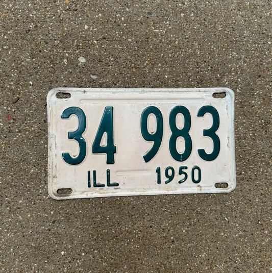 Photo of a 1950 Illinois License Plate Auto Tag Garage Decor Vintage 34983