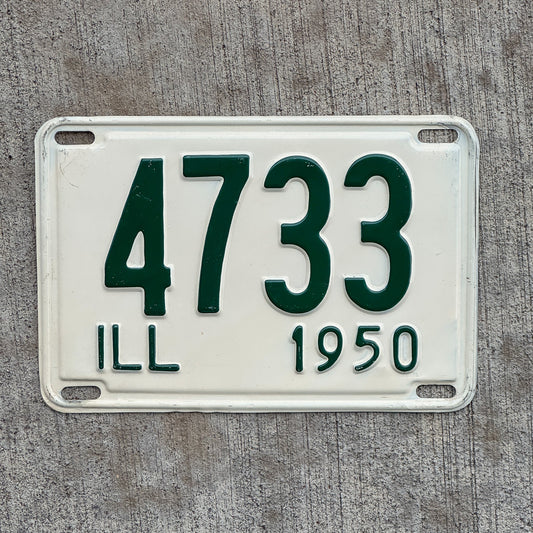 Photo of a 1950 Illinois License Plate Auto Tag Garage Decor Vintage Low Number Four Digit 4733 with original patina