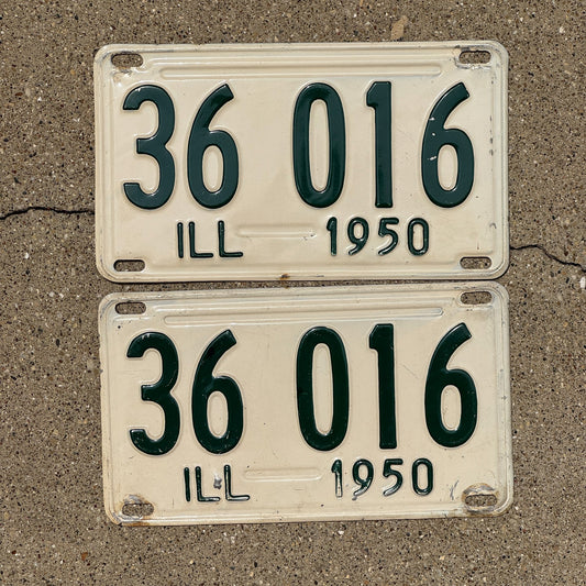 Photo of a 1950 Illinois License Plate Pair Auto Tag Garage Decor Vintage 36 016